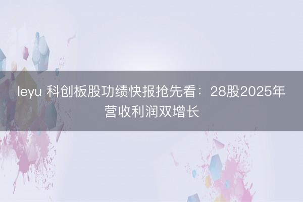 leyu 科创板股功绩快报抢先看：28股2025年营收利润双增长