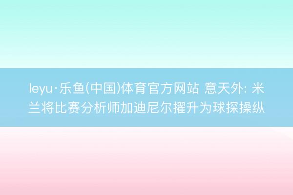 leyu·乐鱼(中国)体育官方网站 意天外: 米兰将比赛分析师加迪尼尔擢升为球探操纵